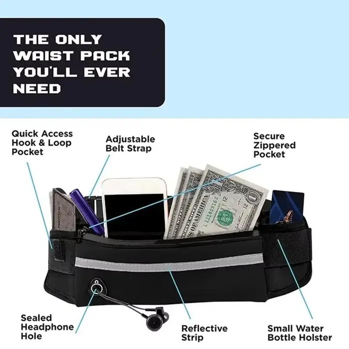 Laisse pour chien mains libres haute visibilité réfléchissante avec sac banane rétractable et élastique pour course et promenade occasionnelle et quotidienne