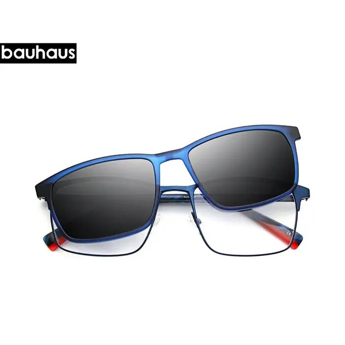 Lunettes à clip magnétique polarisées pour hommes lunettes carrées rétro cadre optique acier inoxydable blanc rouge noir occasions spéciales style rétro moderne