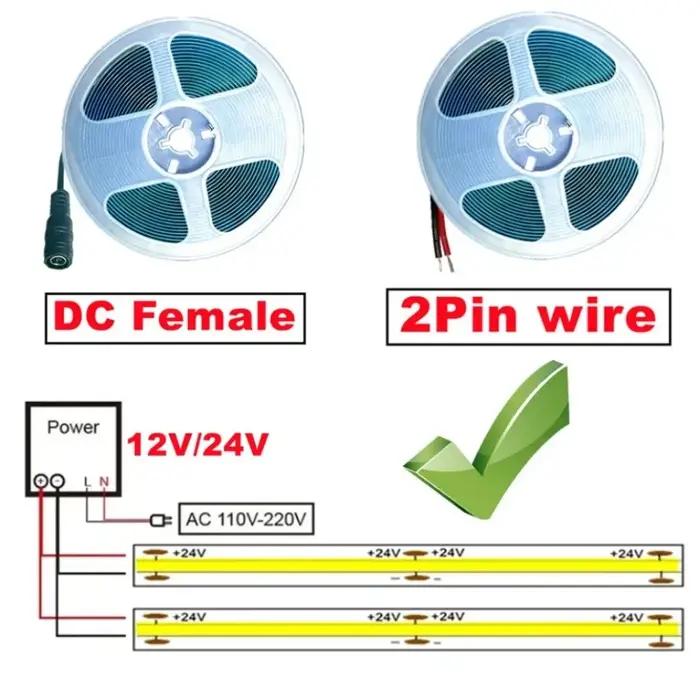 8mm Ultra mince DC 12 V/24 V coloré COB LED bande lumières pour la décoration intérieure voiture bri