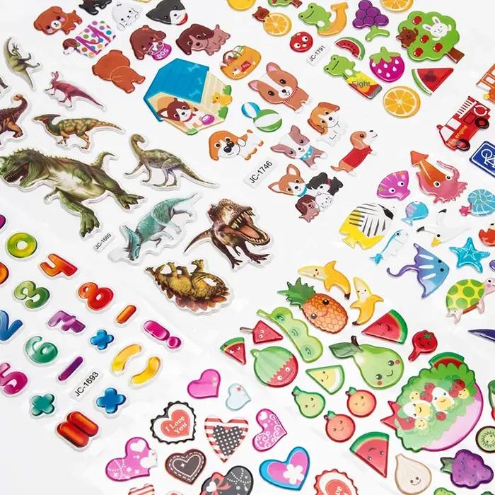 Autocollants 3D pour enfants en bas âge, 20/8 feuilles différentes, autocollant gonflé en vrac, dess