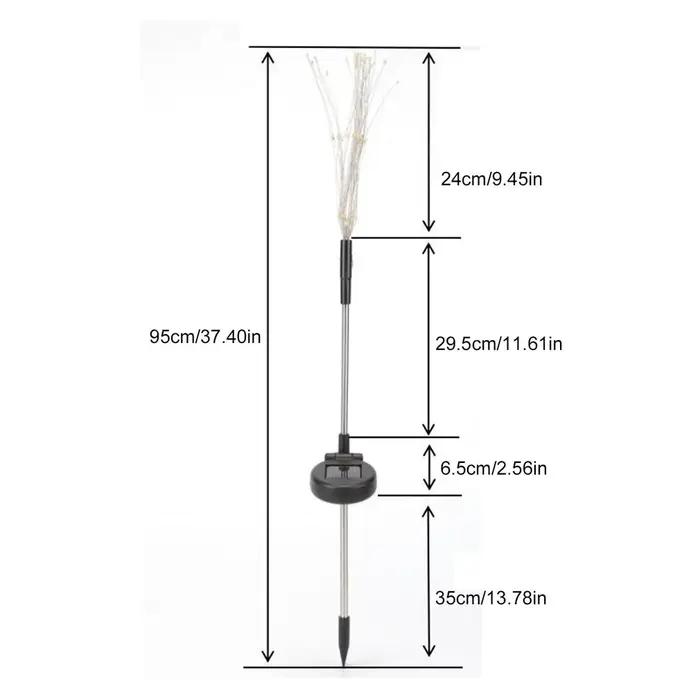 1 paquet de lumière solaire de feu d'artifice extérieur, lumières solaires imperméables de fleur de