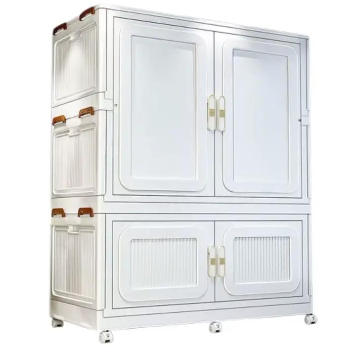 Armoire robuste organisateur de chambre vêtements pour enfants et femmes, armoire moderne en plastique avec porte coulissante pour rangement efficace et élégant