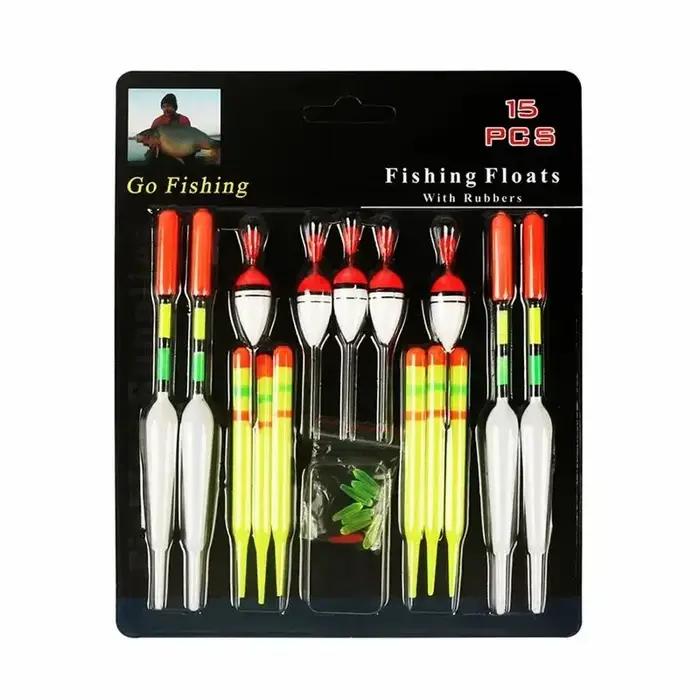 Ensemble de flotteurs de pêche, bouée verticale professionnelle avec bâton lumineux, leurre multifon