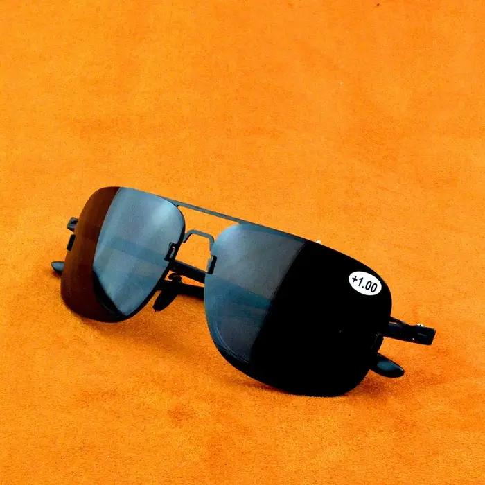 Lunettes de soleil de lecture bifocales polarisées à monture pilote, verres noirs, voir de près et d