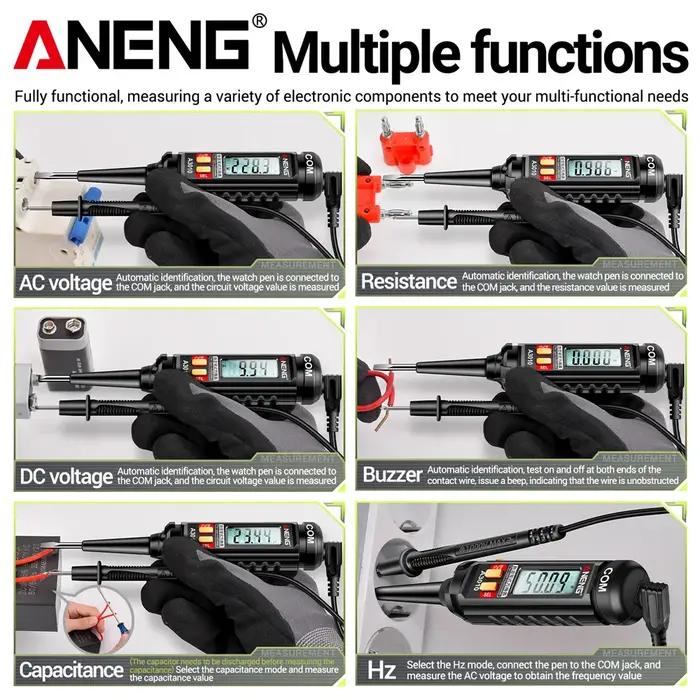 ANENG-Multimètre numérique A3010, 4000 points, type stylo, rétro-éclairage True-RMS, testeur de plag