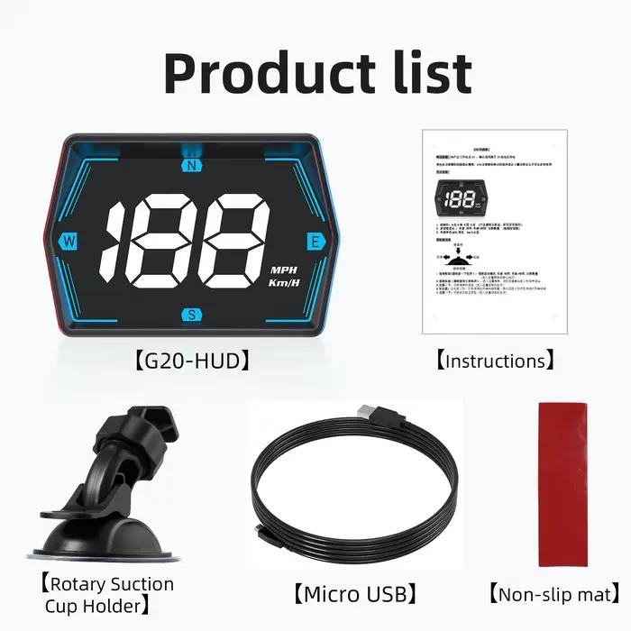 Affichage tête haute pour voiture, pour compteur intelligent HUD, GPS, sécurité, alarme de survitess