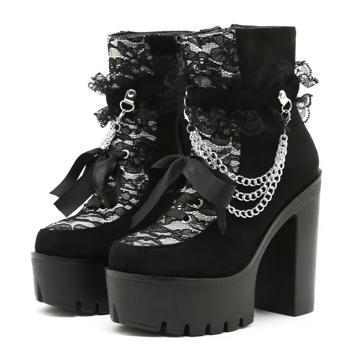 Gdgydh-Bottes gothiques vintage pour femmes
