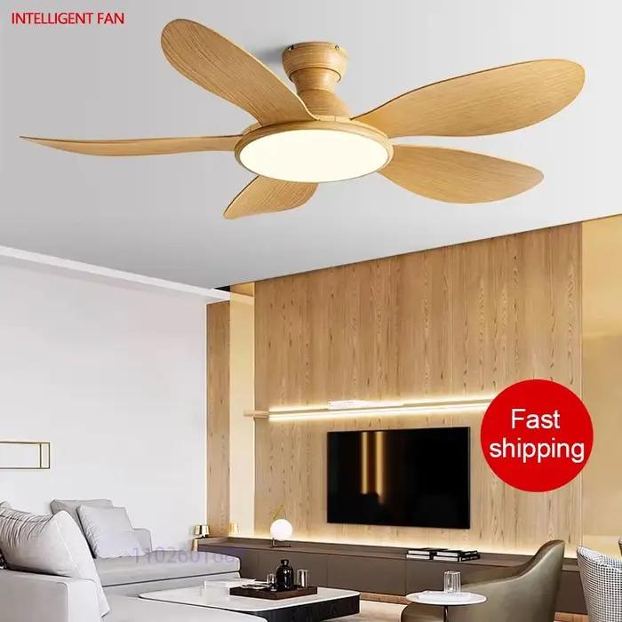 52 pouces moderne LED 60W plancher bas moteur à courant continu 35W ventilateurs de plafond avec tél