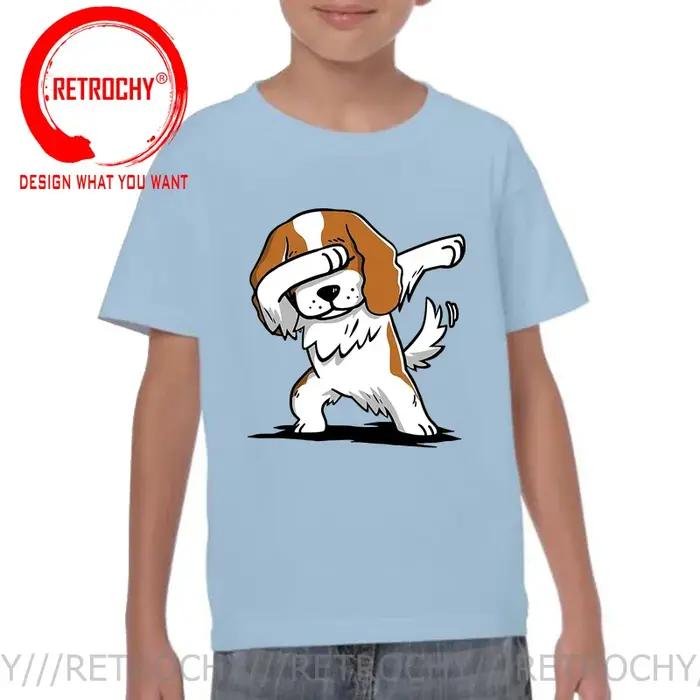 Dab Cavalier King Charles Spaniel T-shirt pour homme, impression d'anime drôle, chien Dab Cavalier, adolescent, t-shirt de dessin animé pour homme