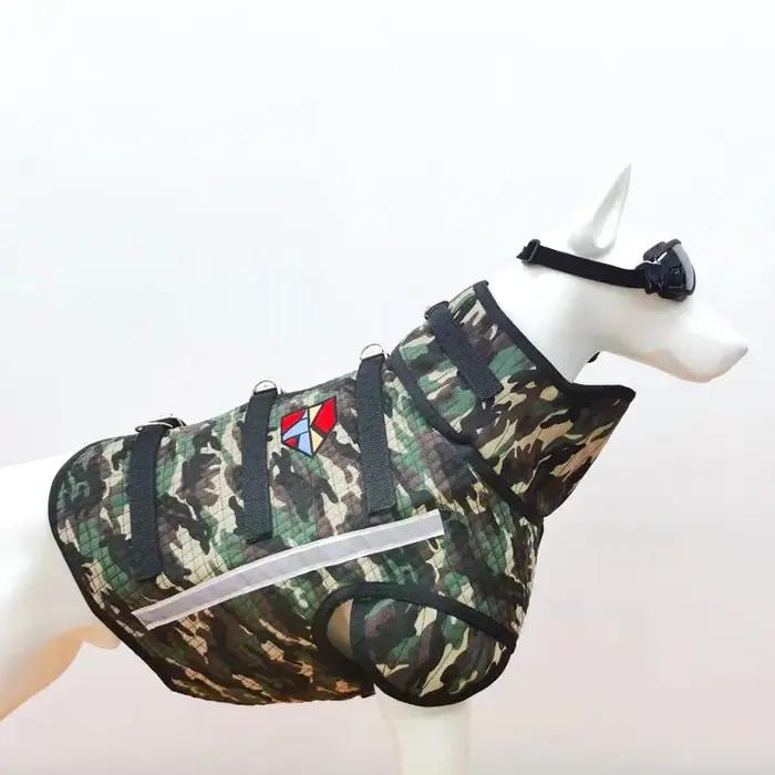 Armure de chien de chasse en lin verte pour protection tout-terrain et toutes les saisons