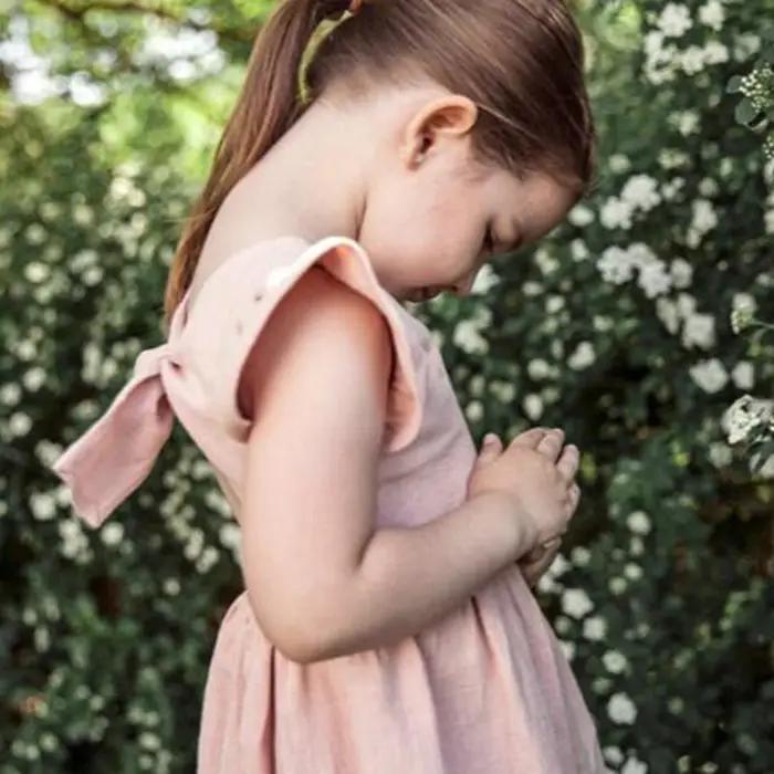 Robe d'été Style coréen pour petites filles, manches volantes, en coton et lin, tenue princesse pour