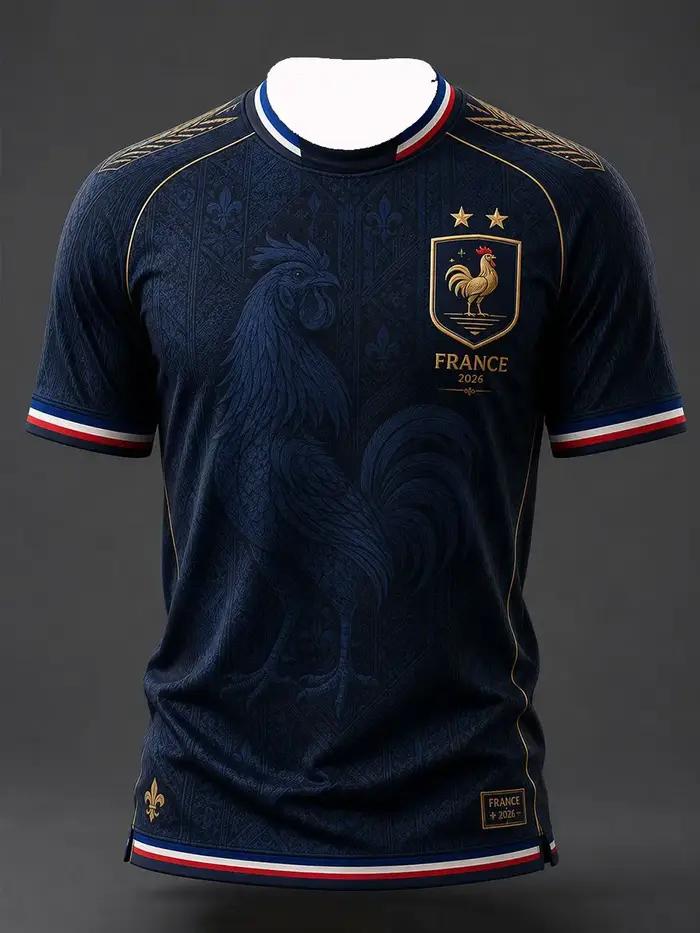 Tshirt sportif d'entraînement pour supporters français édition 2026 polyester respirant et confortable pour toute la famille occasions spéciales