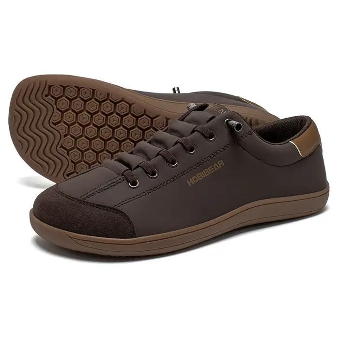 HOBIBEAR chaussures pieds nus unisexe bout large baskets en cuir artificiel zéro goutte sans lacet extérieur léger chaus