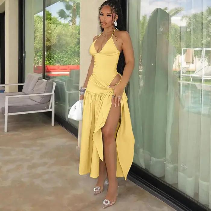 Haute qualité vente chaude en gros femmes vêtements 2025 nouveau produit à la mode Sexy dos nu combinaison coupe ajustée à lacets jupe ensemble