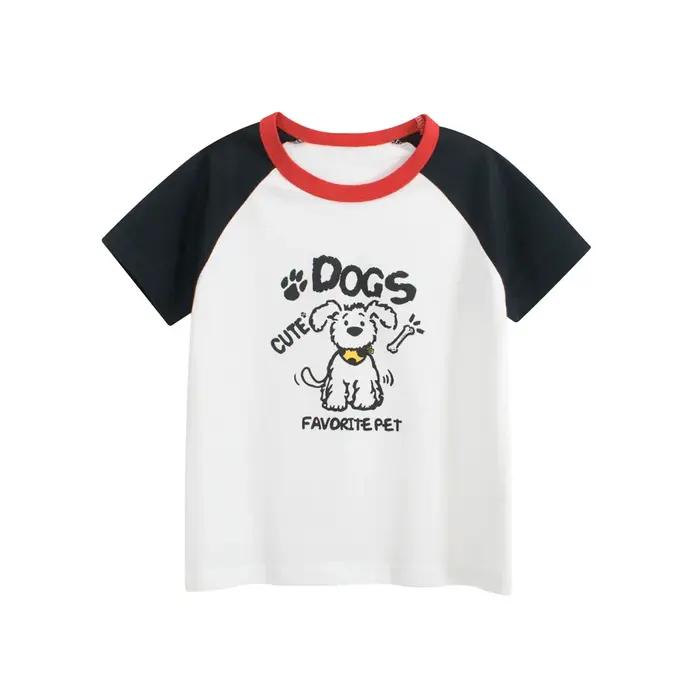 2025 enfants chiens dinosaure dessin animé T-Shirts vêtements mignons pour garçon 100% coton enfants