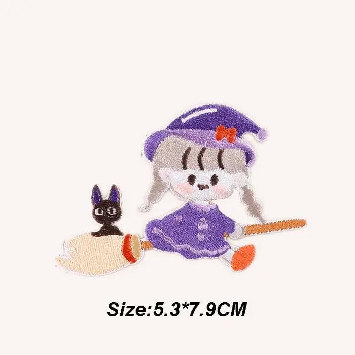 Autocollant de dessin animé chat noir sur vêtements