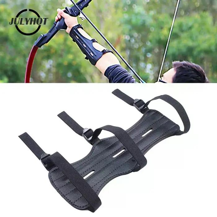 Protège-bras en cuir pour le tir à l'arc, 3 sangles, protection de l'avant-bras, réglable, accessoires de chasse, de tir et d'entraînement