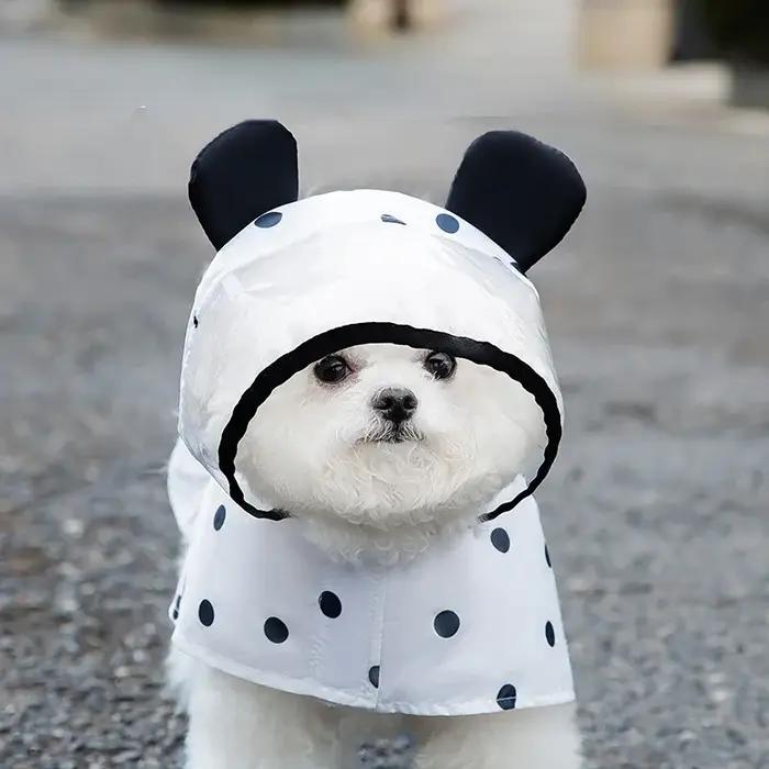 2XL imperméable pour chien mignon oreilles d'ours chapeau points College vêtements pour animaux de compagnie pour