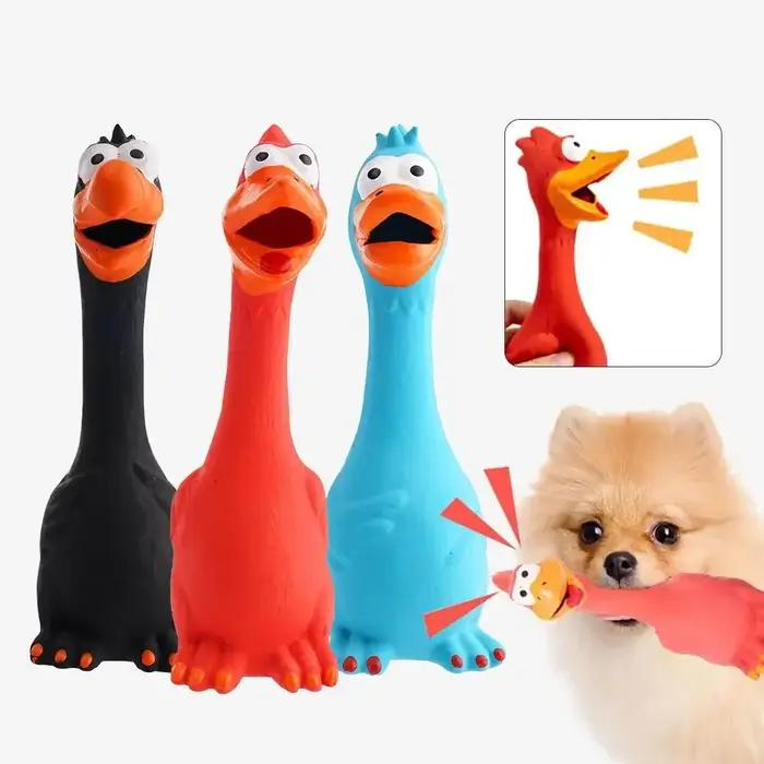 Jouet Grinçant Couinant en Latex pour Chiens Son de Poulet Jouets Durables et Sécuritaires Occasions Spéciales Chiots et Animaux Actifs