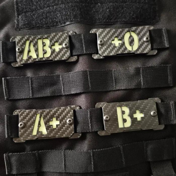 Patch tactique lumineux groupe sanguin fibre carbone MOLLE pour sac à dos chasse nocturne