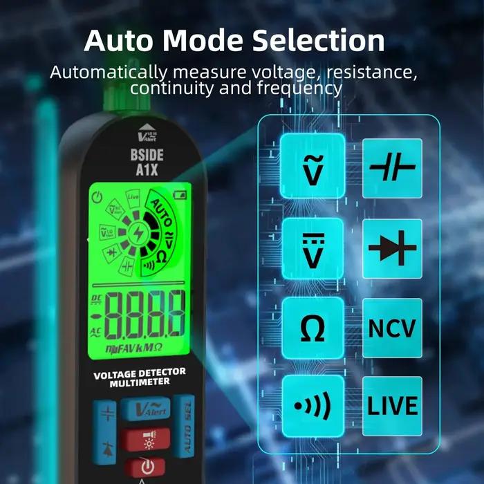 BSIDE multimètre numérique intelligent testeur électronique Rechargeable AC DC sans contact NCV comp