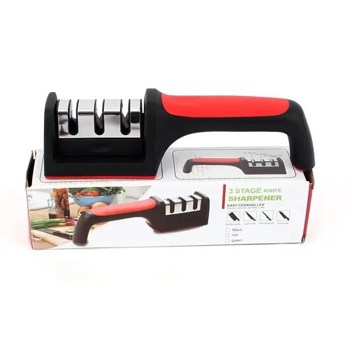 Aiguiseur manuel professionnel 3 étapes pour toutes les lames antidérapant base robuste pour couteaux de cuisine occasions spéciales