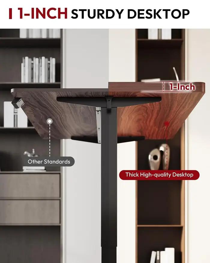 Bureau debout électrique 60 x 24 pouces, plateau monobloc, hauteur réglable, avec contrôleur à 6 bou