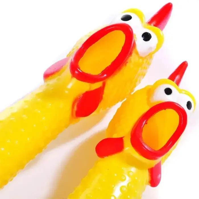 1 jouet à mâcher durable pour chien en forme de poulet qui crie - Son de grincement et de couinement