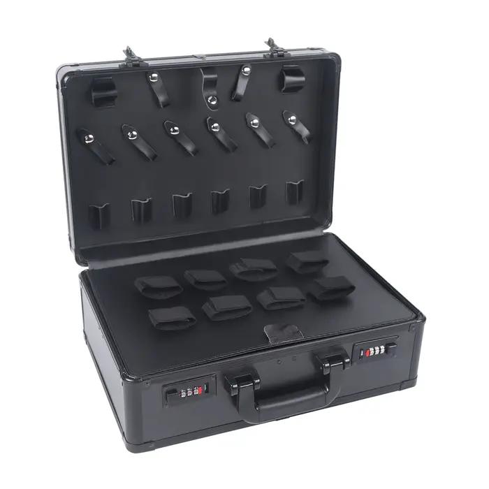 Boîte à outils de coiffure professionnelle multicouche noire, étui de rangement pour barbier, organi