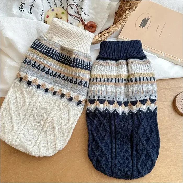 Nouveau chien noir Beige Vintage pull pour petit