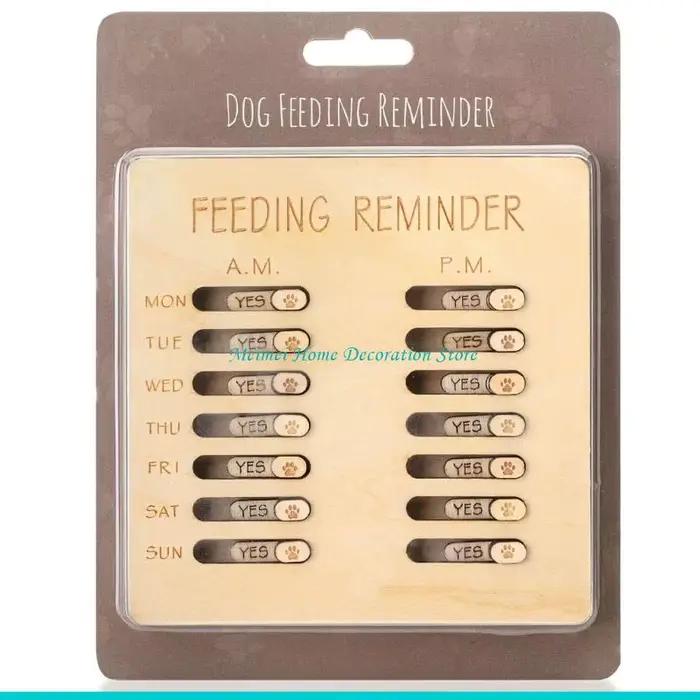 Traceur rappel d'alimentation en bois pour animaux de compagnie avec interrupteurs AM/PM et empreintes de pattes adorables pour chien ou chat occasions spéciales-decoration-interieur-soins-animaux-de-compagnie