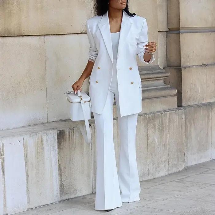 Vêtements pour femmes 2023 automne nouveau couleur unie costume décontracté pantalon à jambes larges