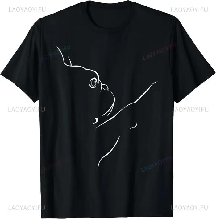 Bouledogue français Illustration ligne Art Bulldog amoureux T-Shirt
