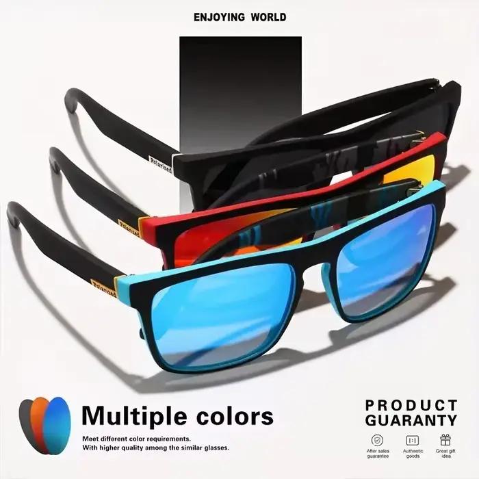 Lunettes de soleil polarisées vintage carrées pour conduite et pêche - Marque de luxe UV400 pour hommes et femmes