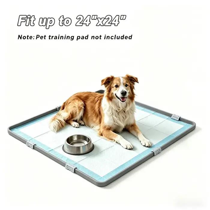 Support pour tapis de propreté pour chien avec bords surélevés