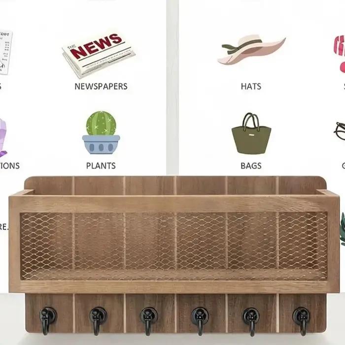 Étagères de rangement en bois pour vêtements et chapeaux