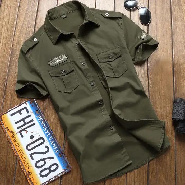 Chemise Militaire à Manches Courtes pour Homme