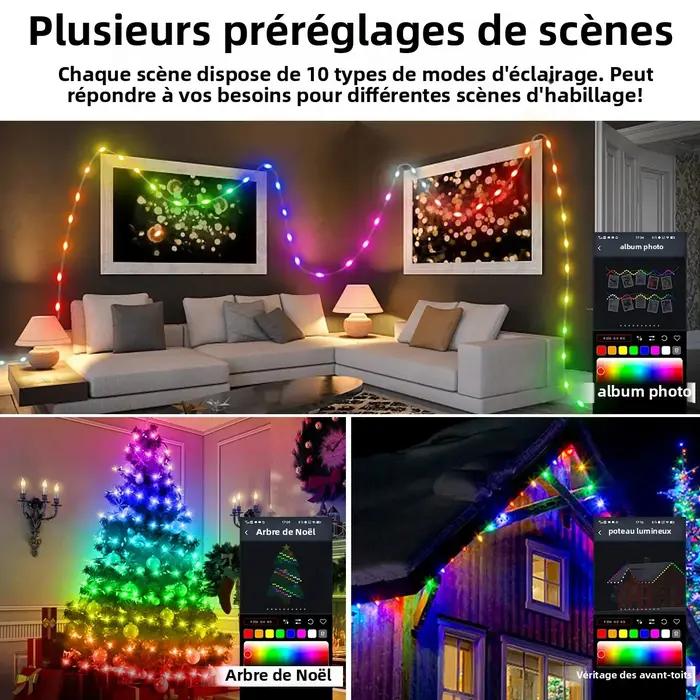 20M 10M 5M LED Festival lumières fée chaîne lumière intelligente Bluetooth adressable rideaux