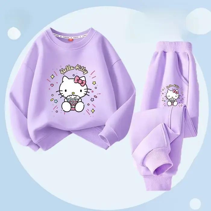 Ensemble de vêtements d'automne pour bébé fille, sweat-shirt et pantalon imprimés de dessin animé Sa
