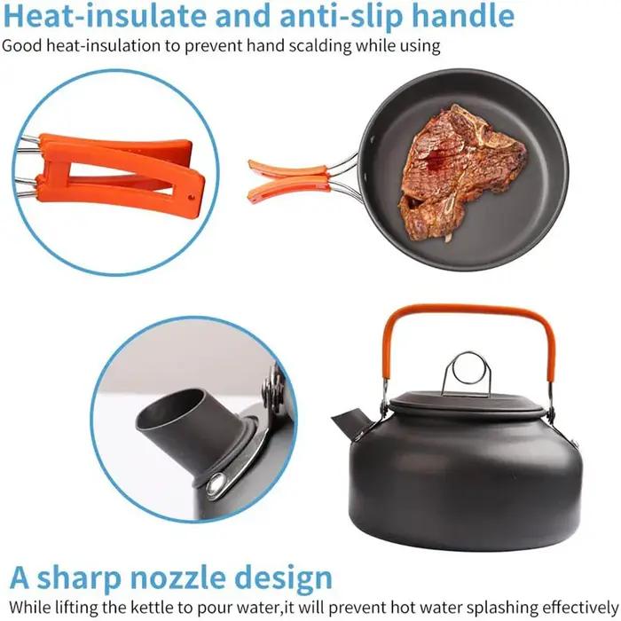 Kit d'ustensiles de cuisine de Camping, ensemble de cuisine en plein air, équipement en aluminium, P