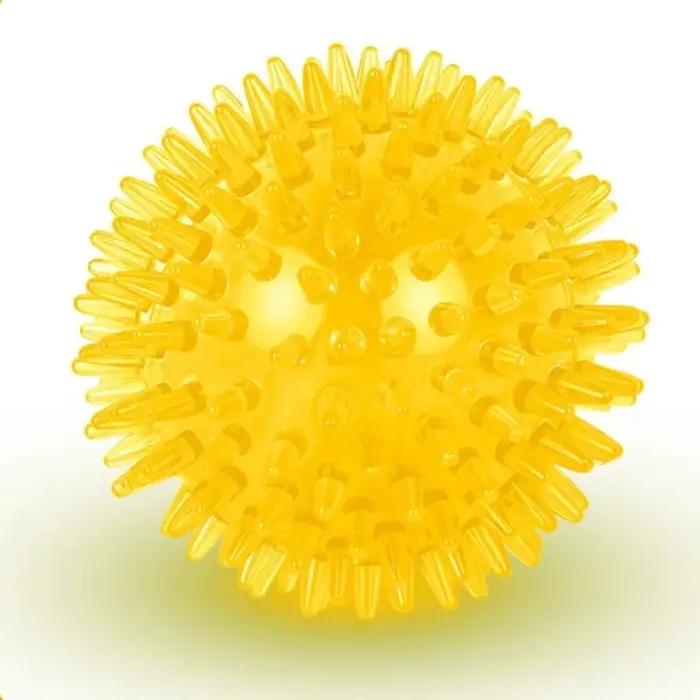 Petite balle de massage transparente à picots pour chien, jouet couineur pour animaux de compagnie, durable, pour le soin des dents, réduction du stress, divertissement quotidien.