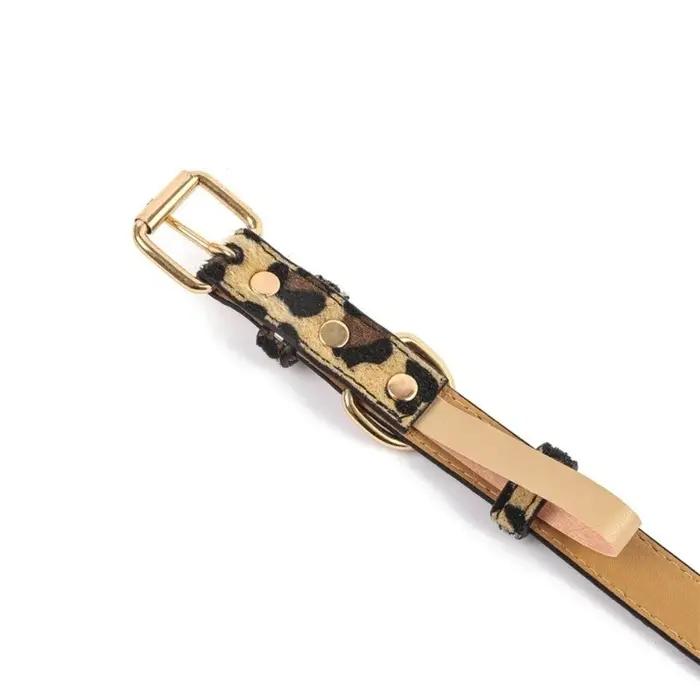 Collier de chien imprimé léopard à la mode en cuir PU résistant à l'usure