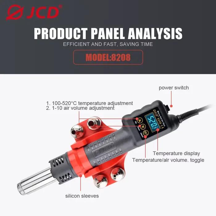 JCD pistolet à Air chaud à souder tout-en-un 750W Micro Station de soudage LED sèche-cheveux numériq