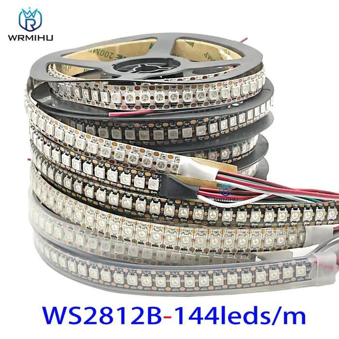 DC5V WS2812B 5 m/rouleau 30/60/144 diodes/m noir/blanc PCB IP30/IP65/IP67 5050RGB adressable individuellement bande