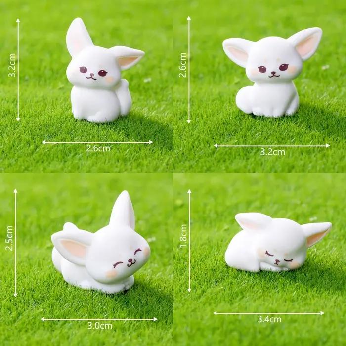 Figurine artisanale Miniature en résine, 4 pièces, renard, chien, chat, dessin animé, Animal, orneme