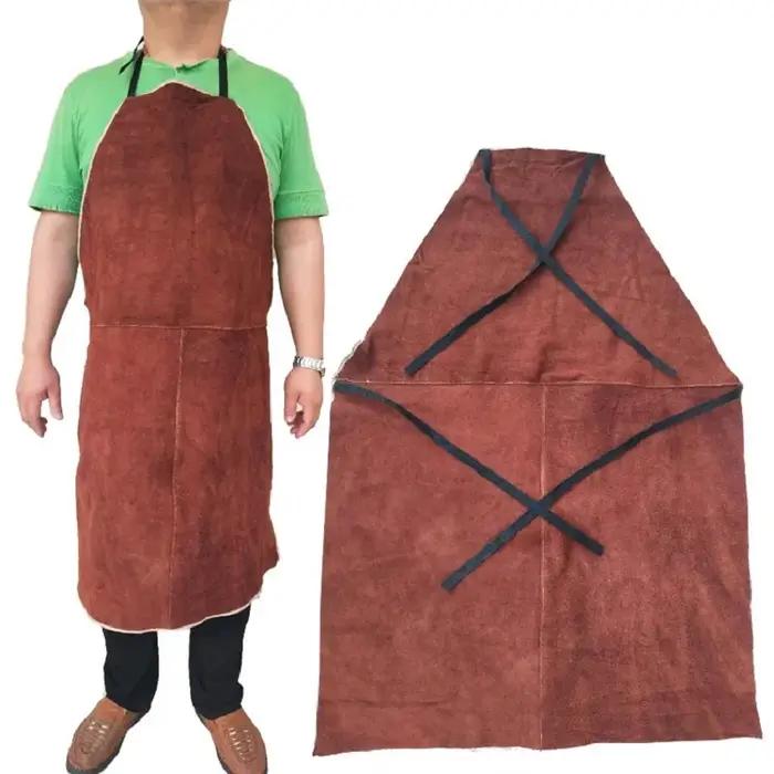 Tablier de soudage professionnel en cuir de vache pour soudeurs, forgerons et charpentiers, vêtements de travail résistants à la chaleur et aux flammes pour hommes et femmes