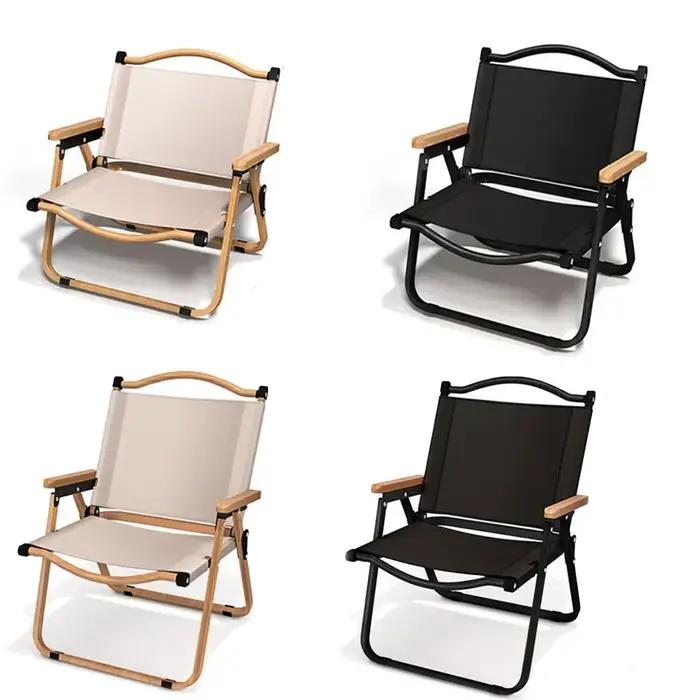 Chaise pliante portable en alliage d'aluminium et bois Mars, équipement de camping en plein air, 2 p