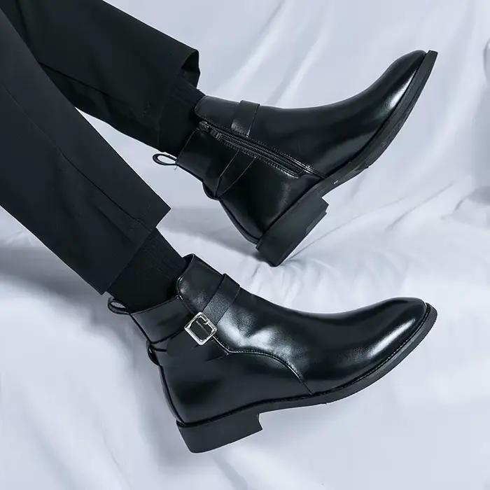 Bottines d'équitation britanniques imperméables pour hommes, chaussures montantes décontractées et p