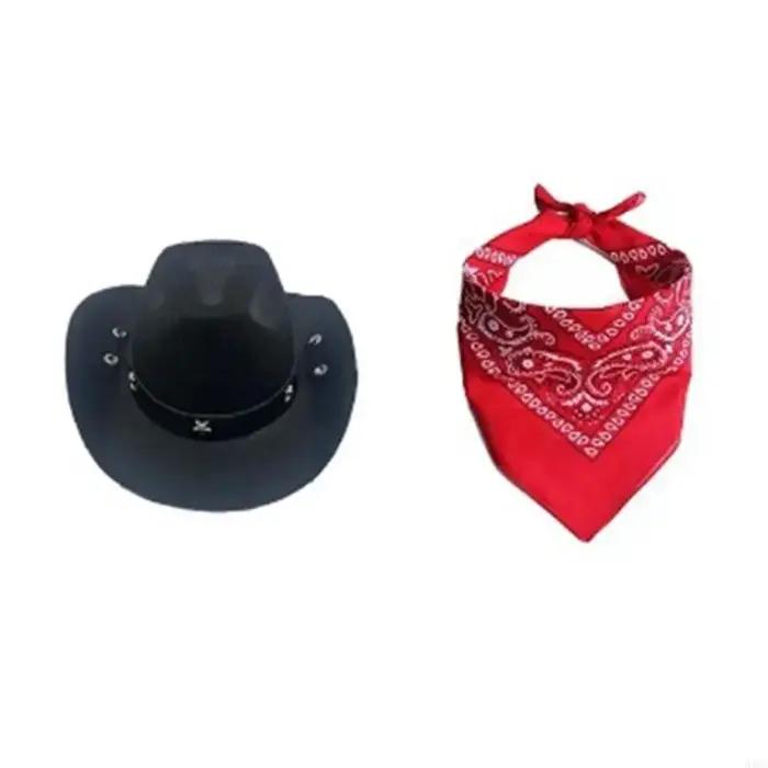 Costume chien chapeau bandanas halloween thème fête chien cowboy chapeau cosplay accessoire