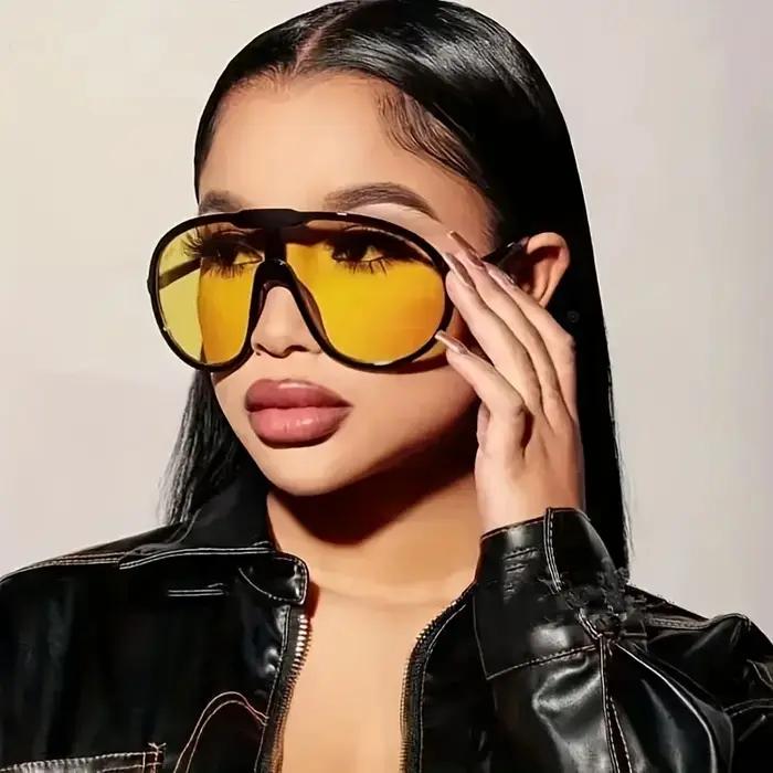 Lunettes de soleil surdimensionnées carrées pour femmes - Style punk vintage, protection UV400, vélo et randonnée